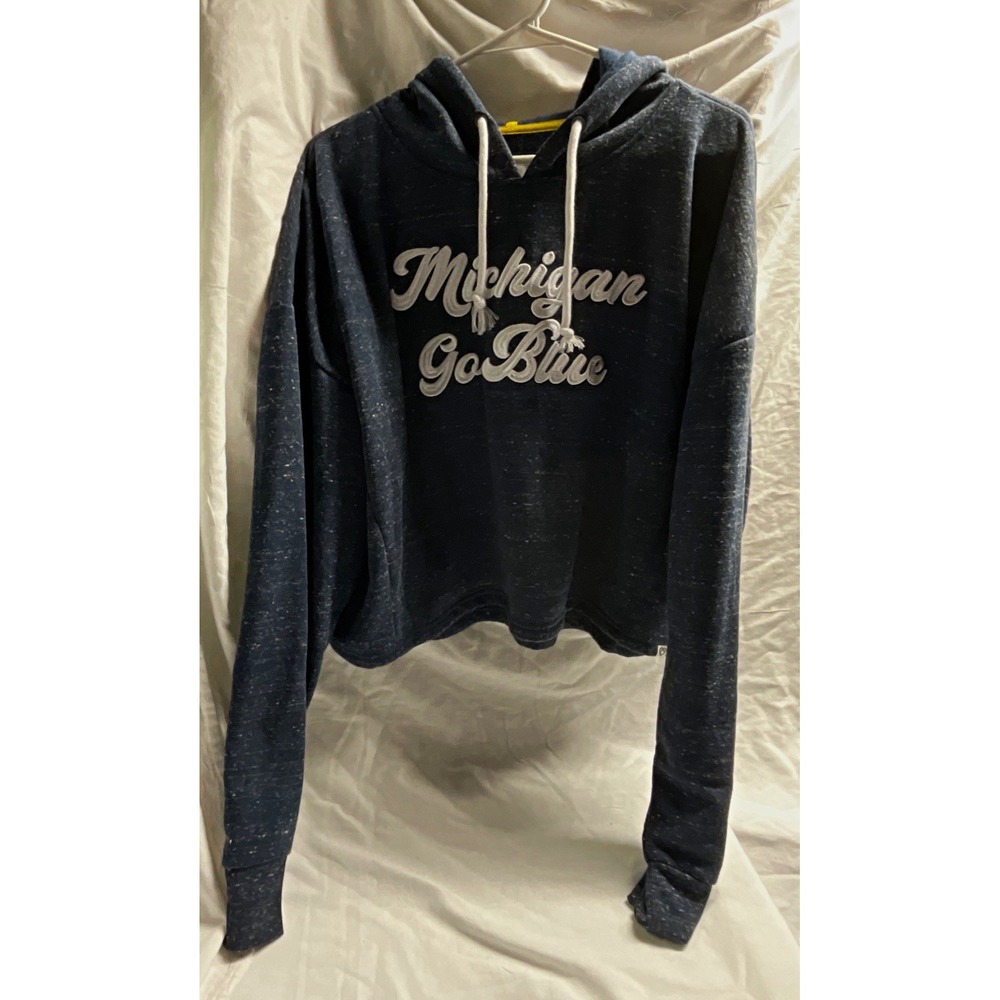 Colosseum Womens Michigan Go Blue Graphic Fleece Pullover Hoodie Drawstring XL